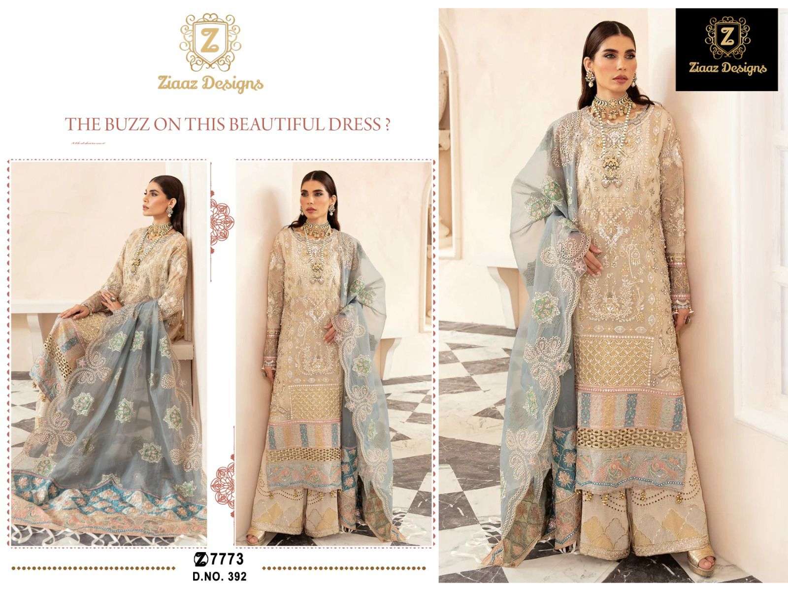 Z-392 HIT DESIGN BY ZIAAZ DESIGNS GEORGETTE EMBROIDERY WORK PAKISTANI DRESS