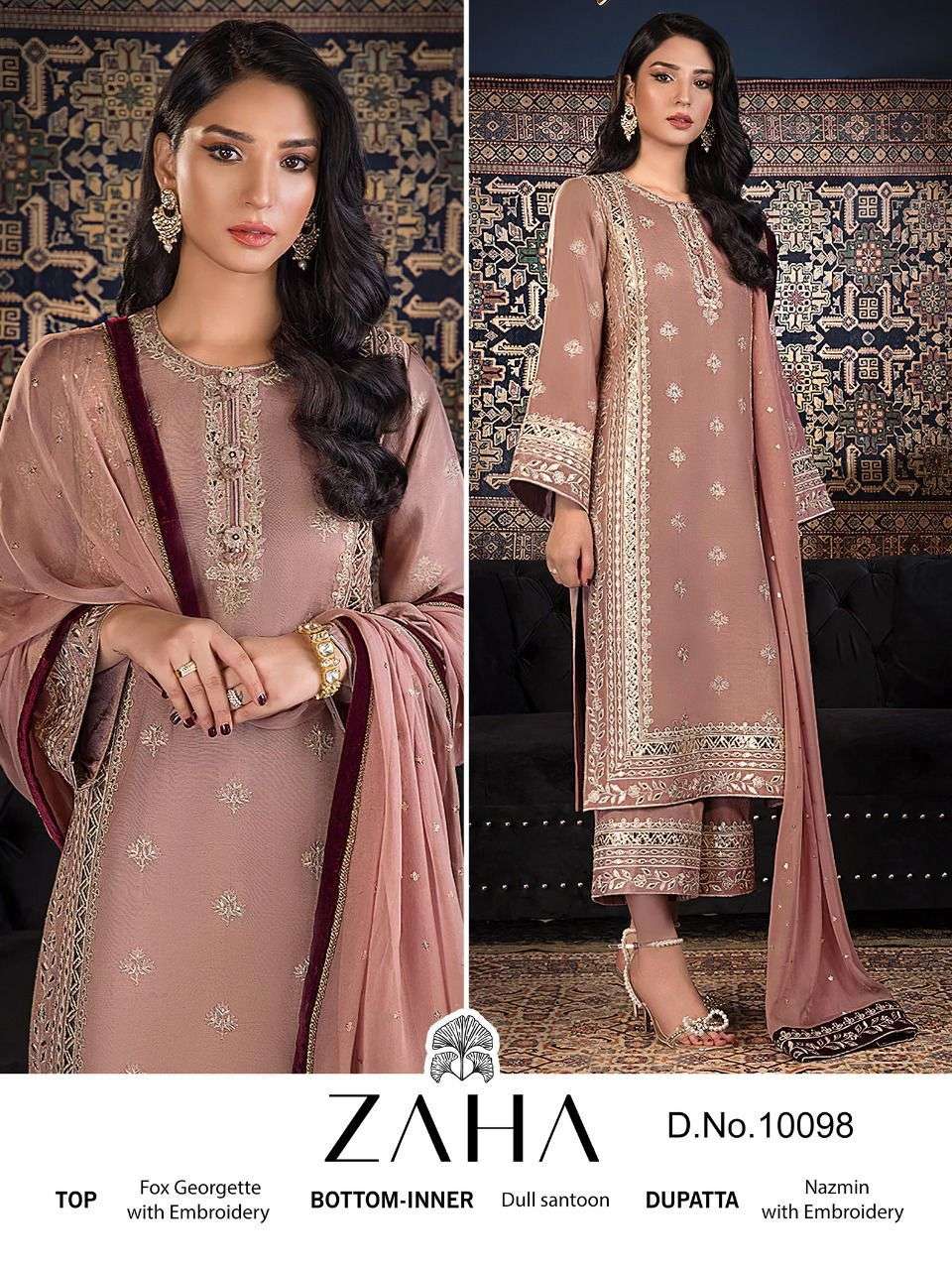 ZAHA 10098 HIT DESIGN BY ZAHA GEORGETTE HEAVY EMBROIDERY WORK PAKISTANI DRESS