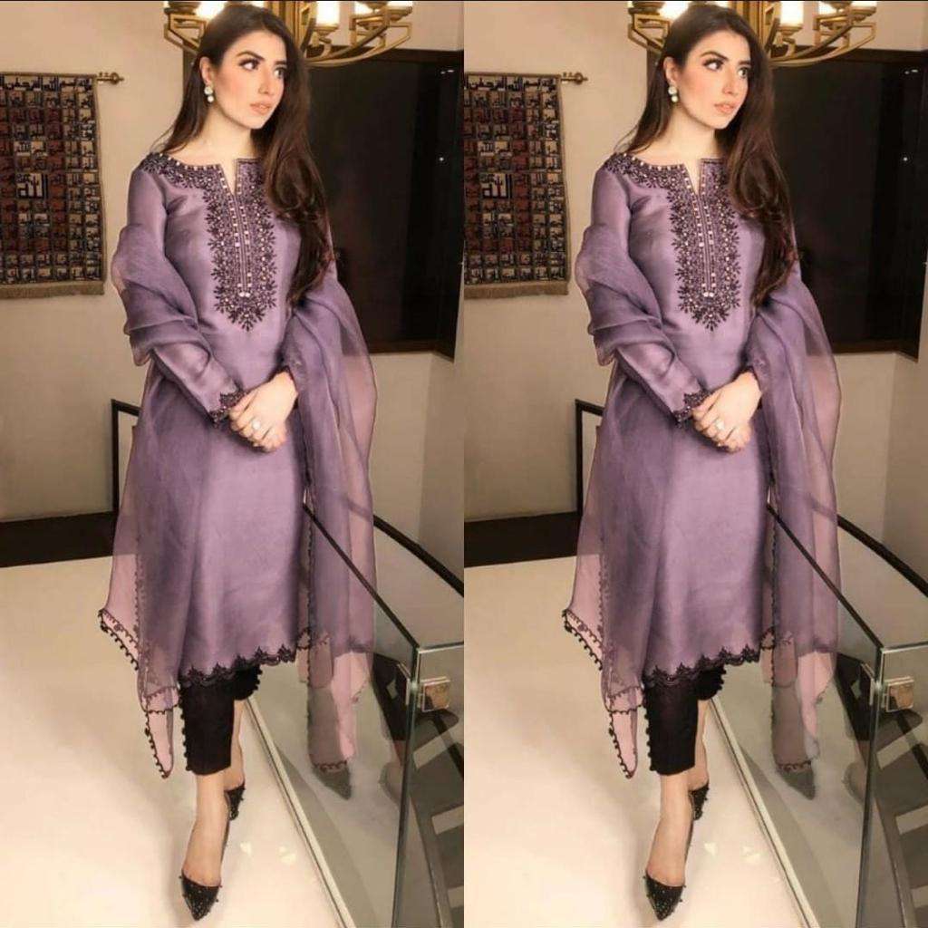 ZOHA 5314 BY AQSAWHOLESALE JAM COTTON EMBROIDERY MIRROR WORK READYMADE DRESS