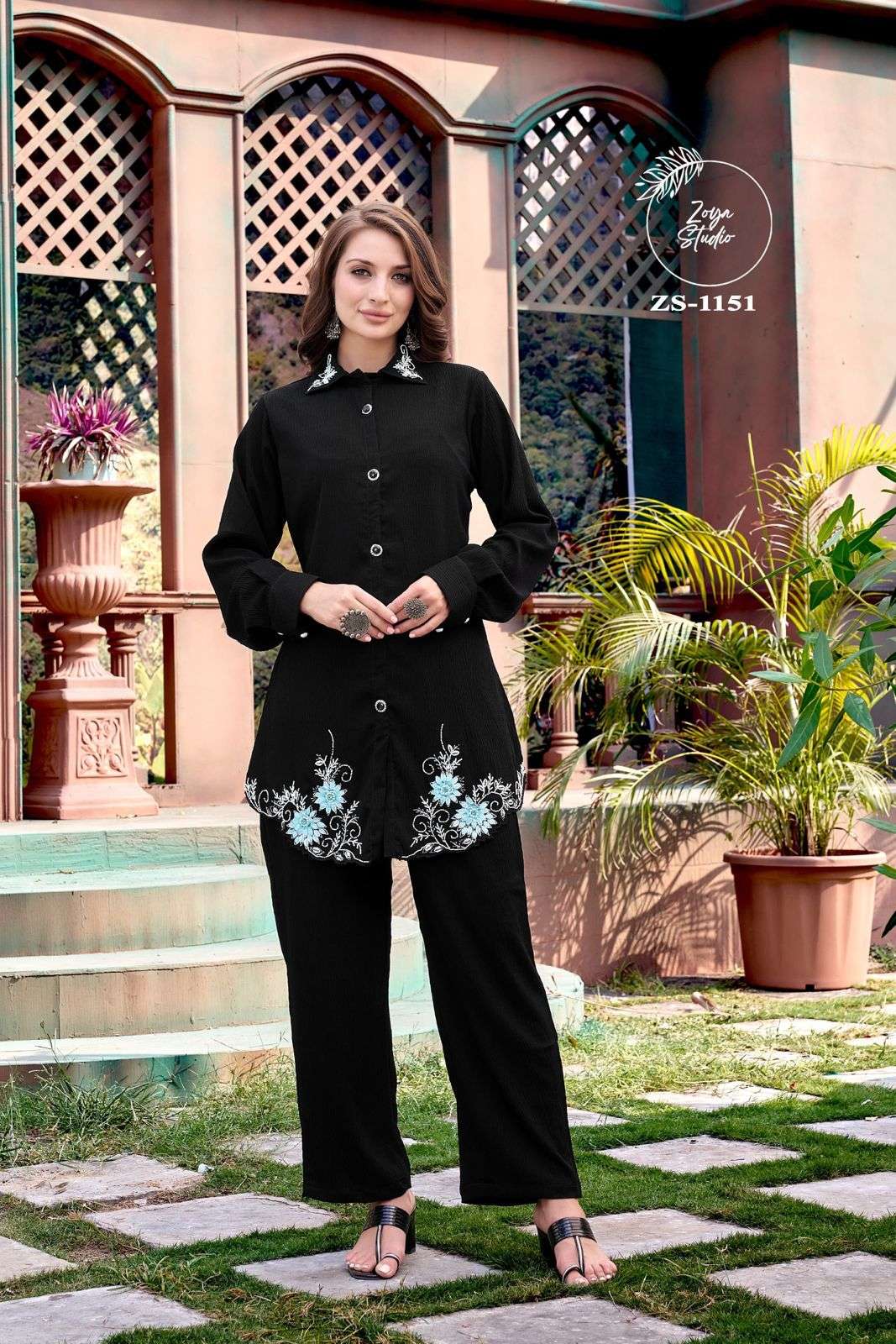 ZS-1151 HIT DESIGN BY ZOYA STUDIO IMPORTED BUBBLE GEORGETTE WORK CO-ORD SET