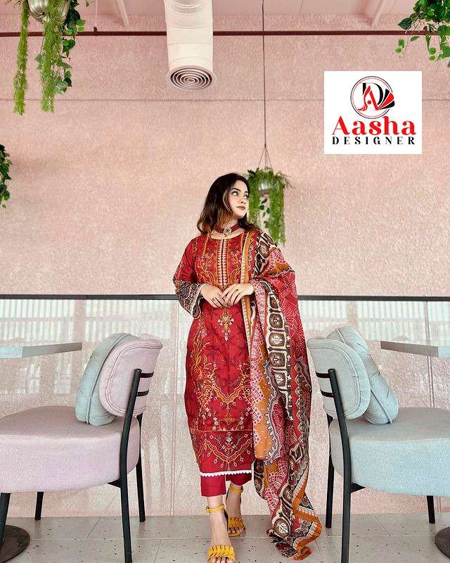 AASHA 1038 HIT DESIGN BY AASHA DESIGNER PURE COTTON WORK PAKISTANI DRESS