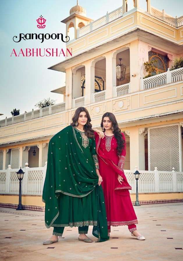 ABHUSHAN BY RANGOON 4891 TO 4894 SERIES SILK FANCY EMBROIDERY WORK READYMADE DRESSES