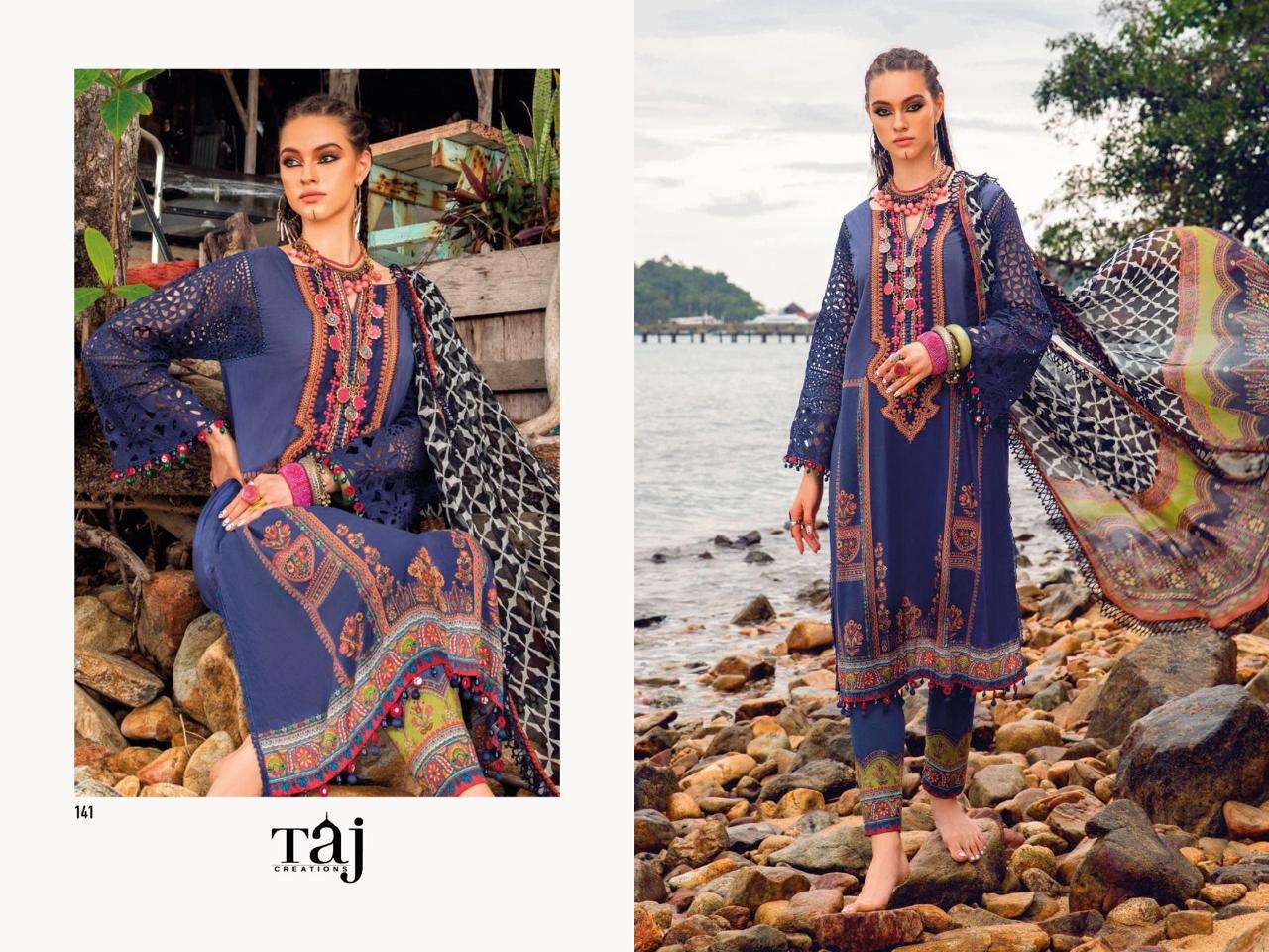 AL ZOHAIB 141 HIT DESIGN BY TAJ CREATION PURE COTTON PRINT WORK PAKISTANI DRESS