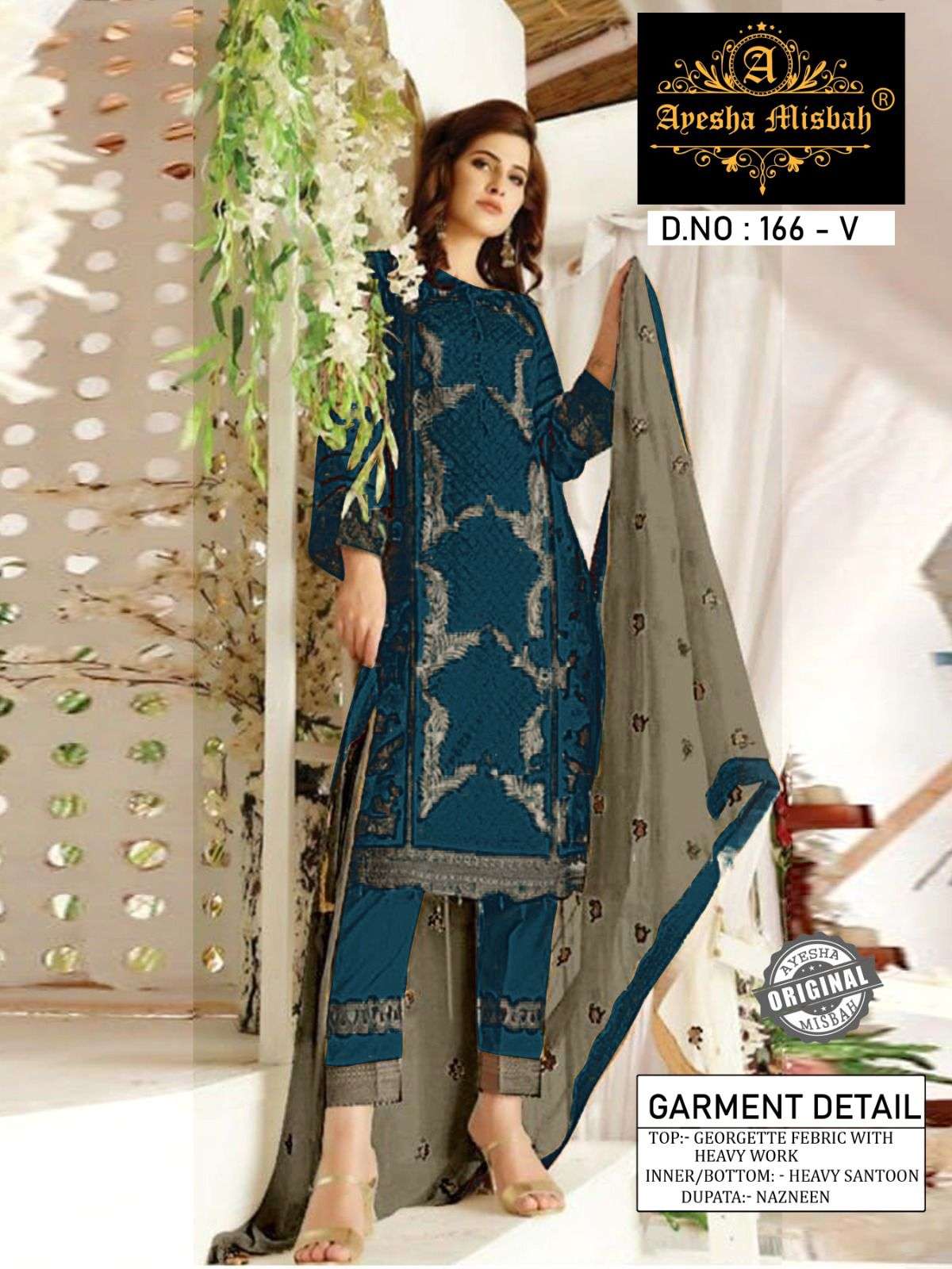 AM 166 COLOURS BY AYESHA MISBAH 166-Q TO 166-V SERIES GEORGETTE WORK PAKISTANI DRESSES