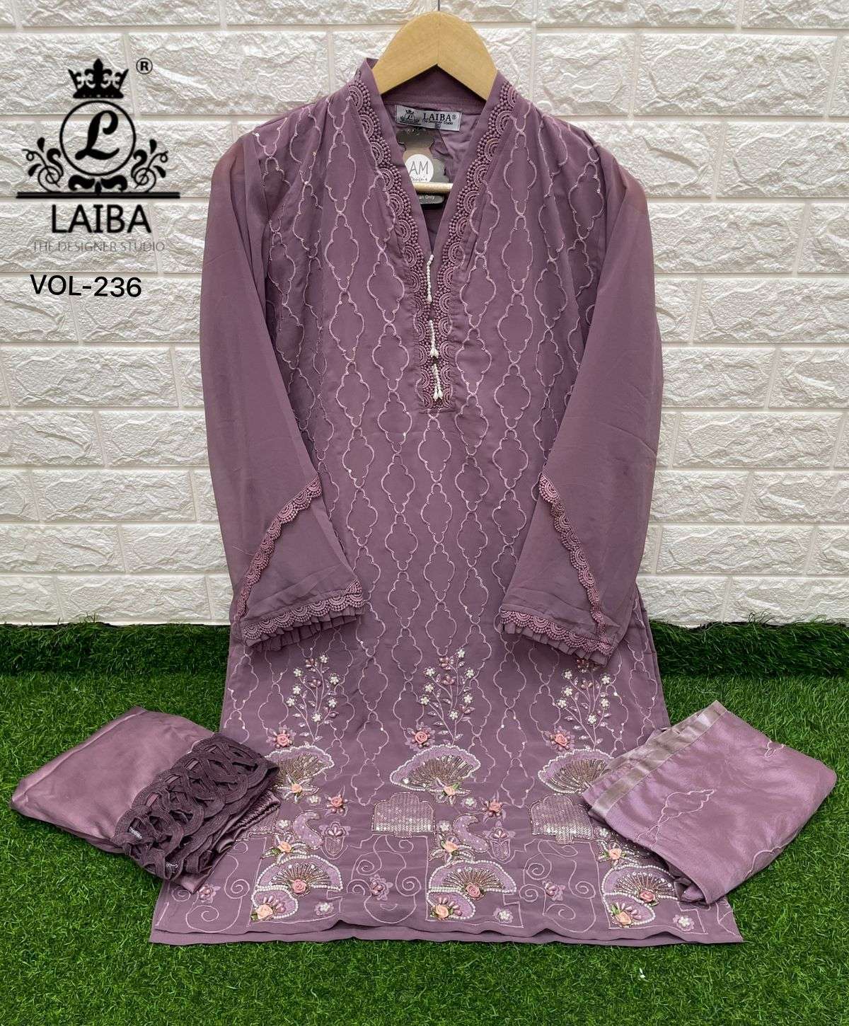 AM VOL-236 BY LAIBA PURE GEORGETTE EMBROIDERY WORK READYMADE DRESSES