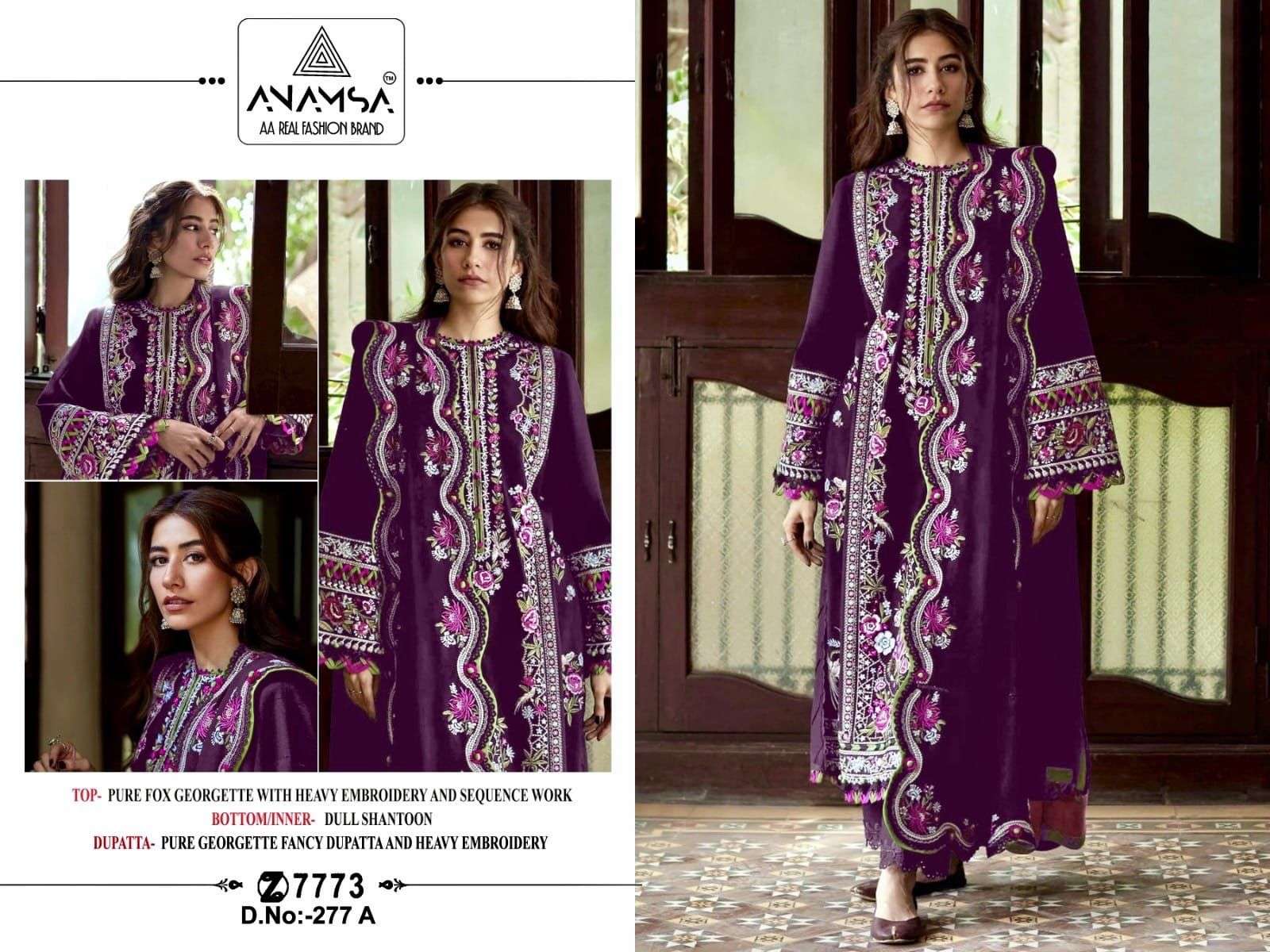 ANAMSA 277 COLOURS BY ANAMSA 277-A TO 277-D SERIES FAUX GEORGETTE WORK PAKISTANI DRESSES