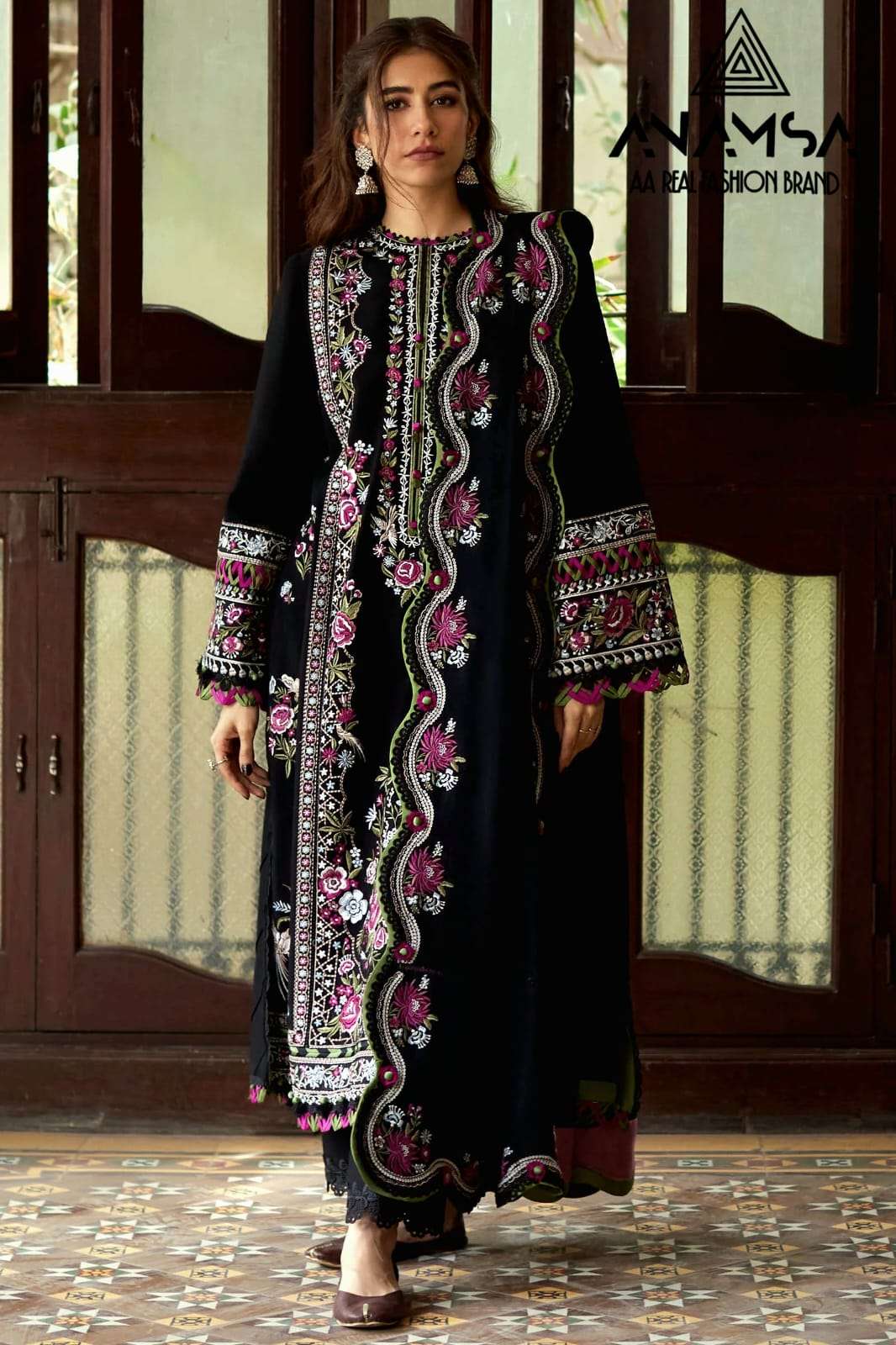 ANAMSA 277 HIT DESIGN BY ANAMSA FAUX GEORGETTE EMBROIDERY WORK PAKISTANI DRESS