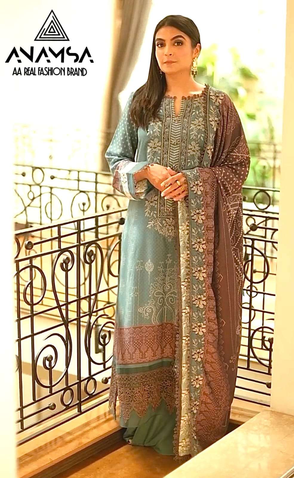 ANAMSA 280 HIT DESIGN BY ANAMSA MUSLIN COTTON PRINT HEAVY WORK PAKISTANI DRESS