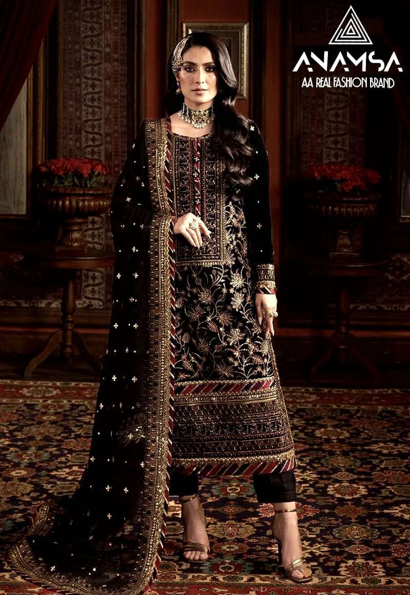 ANAMSA 281 HIT DESIGN BY ANAMSA FAUX GEORGETTE EMBROIDERY WORK PAKISTANI DRESS