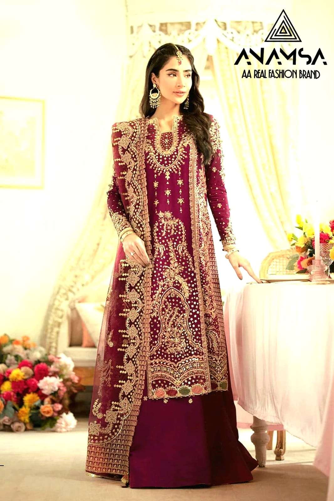 ANAMSA 289 HIT DESIGN BY ANAMSA FAUX GEORGETTE EMBROIDERY WORK PAKISTANI DRESS