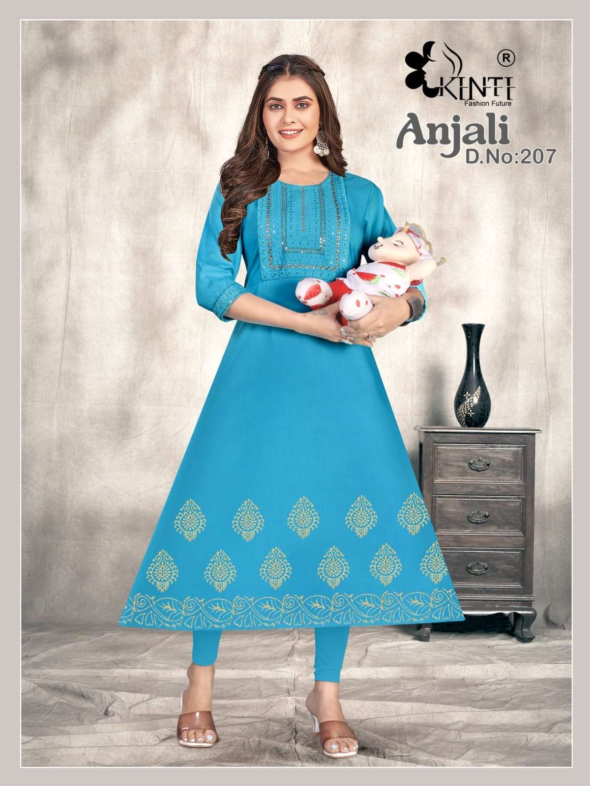 ANJALI VOL-2 BY KINTI 201 TO 208 SERIES RAON SEQUENCE EMBROIDERY WORK KURTIS