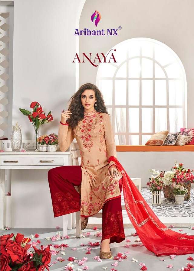 ARIHANT NX ANAYA BY AQSAWHOLESALE 6001 TO 6006 SERIES MUSLIN EMBROIDERY WORK DRESSES