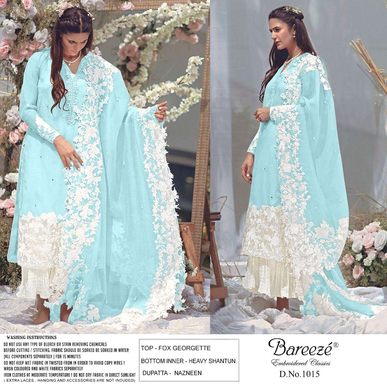 BAREEZE 1015 HIT DESIGN BY AQSAWHOLESALE FAUX GEORGETTE WORK PAKISTANI DRESS