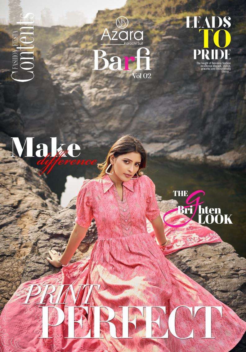 BARFI VOL-2 BY RADHIKA FASHION 82001 TO 82006 SERIES COTTON PRINT WORK DRESSES