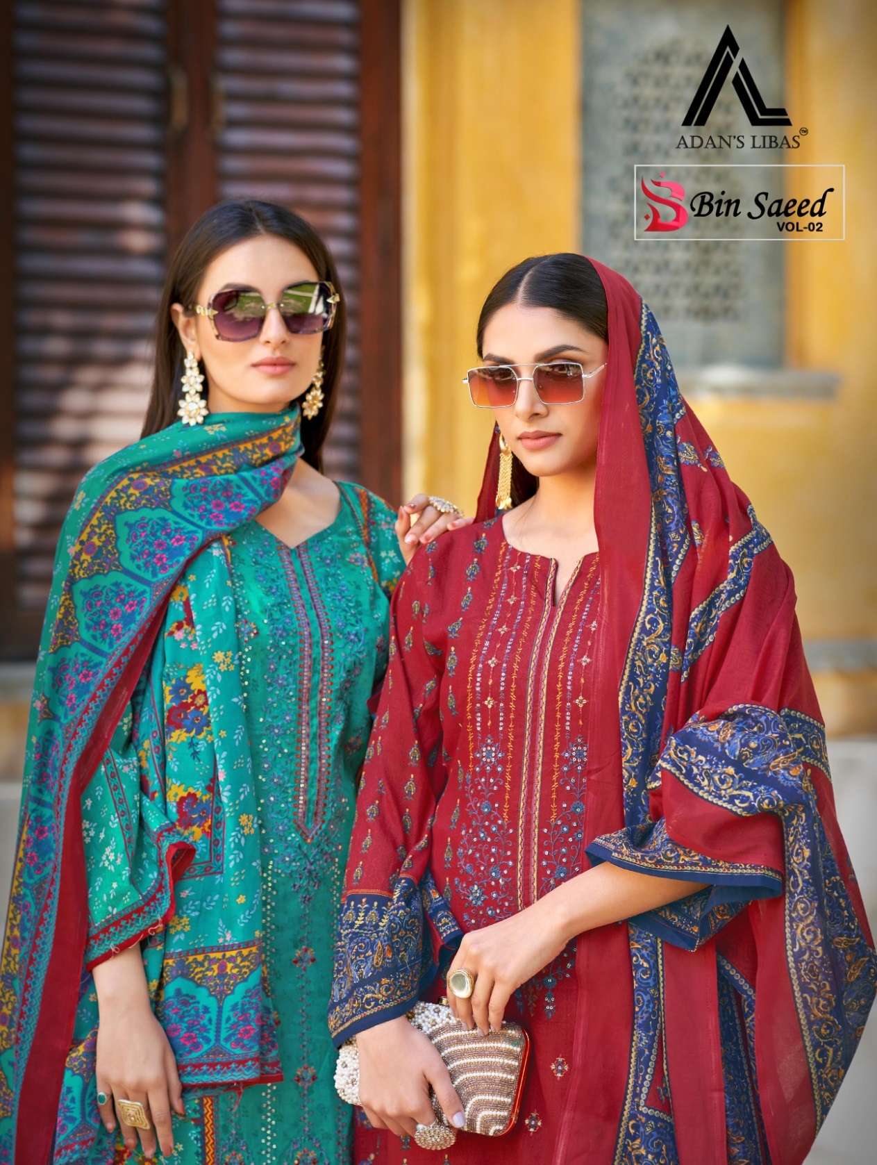 BIN SAEED VOL-2 BY ADANS LIBAS 2001 TO 2008 SERIES COTTON PRINT WORK DRESSES