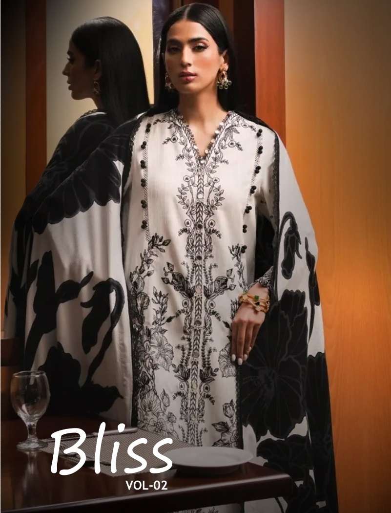 BLISS VOL-2 BY SHRADDHA DESIGNER 2001 TO 2006 SERIES COTTON PRINT WORK PAKISTANI DRESSES