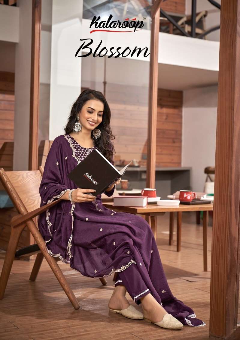 BLOSSOM BY KALAROOP 13879 TO 13884 SERIES FANCY RAYON EMBROIDERY WORK READYMADE DRESSES