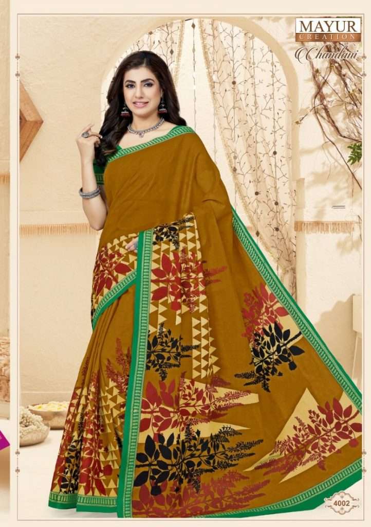 CHANDANI BY MAYUR CREATION 4001 TO 4020 SERIES PURE COTTON PRINT SAREES