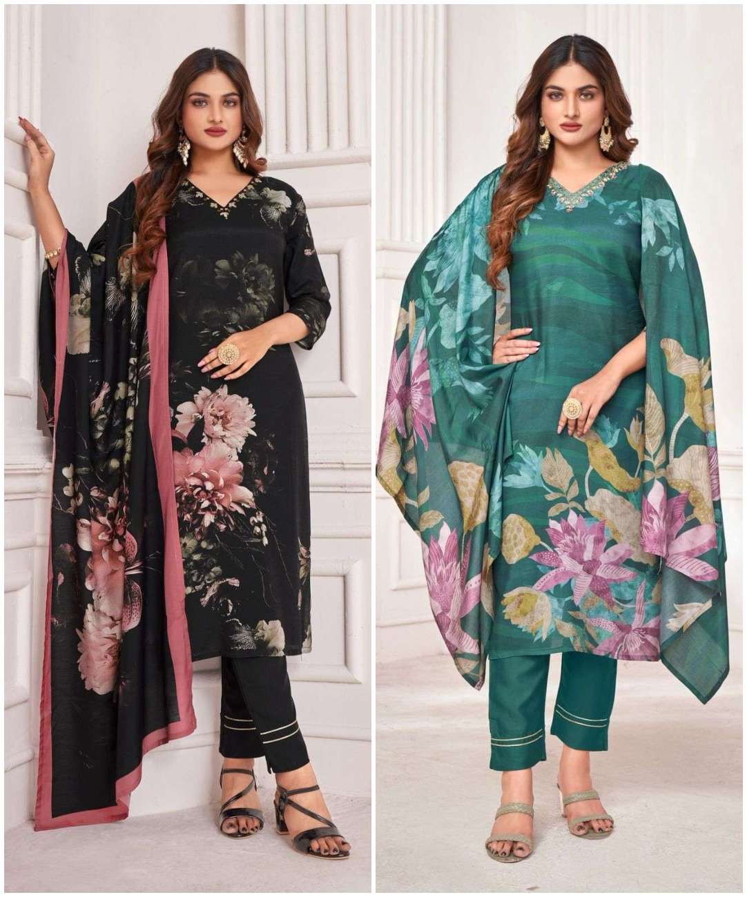 CL-5037 & CL-5039 HITS BY COLORX PURE MUSLIN PRINT KHATLI WORK READYMADE DRESSES