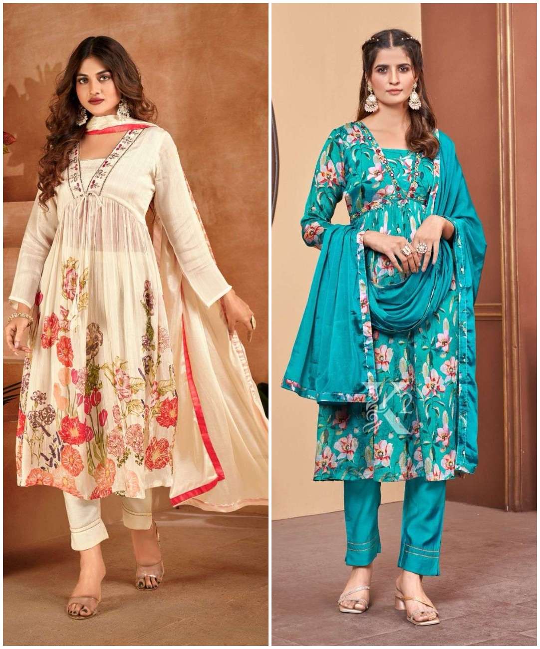 CL-5038 & CL-5040 NX BY COLORX PURE CHINON PRINT WORK READYMADE DRESSES