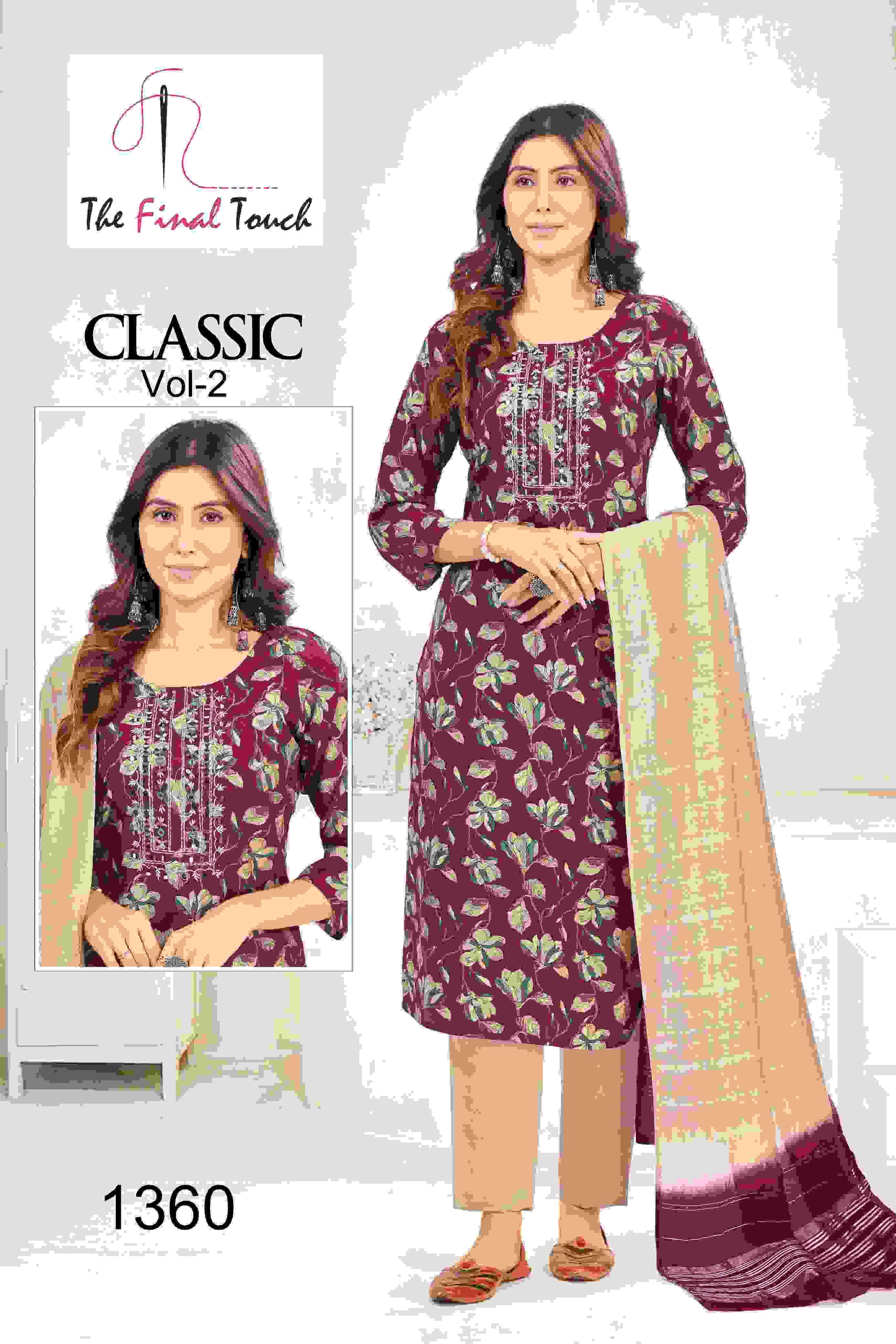 CLASSIC VOL-2 BY AQSAWHOLESALE 1360 TO 1369 SERIES VISCOSE MODAL READYMADE DRESSES