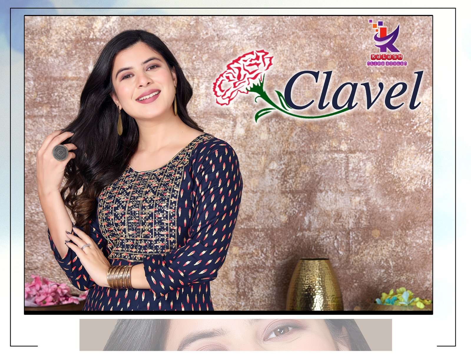 CLAVEL BY KALASH LIFESTYLE 5001 TO 5008 SERIES RAYON PRINT WORK KURTIS