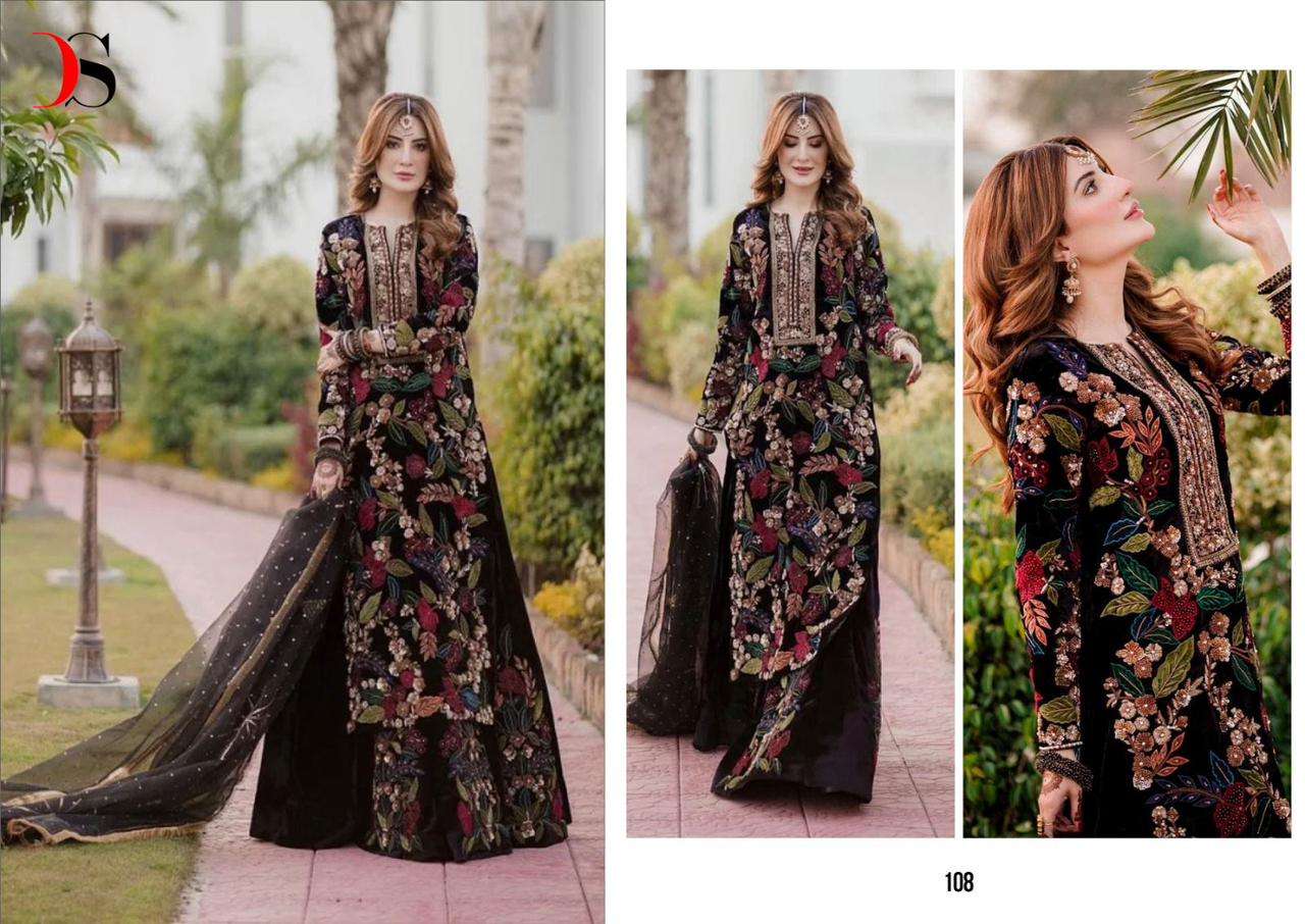 D-108 HIT DESIGN BY DEEPSY SUITS VELVET EMBROIDERY WORK PAKISTANI DRESS