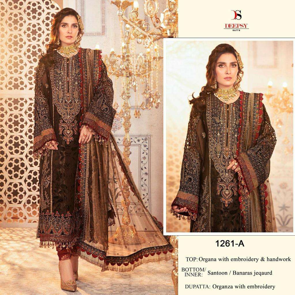 D-1261 COLOURS BY DEEPSY SUITS 1261-A TO 1261-D SERIES ORGANZA EMBROIDERY WORK DRESSES