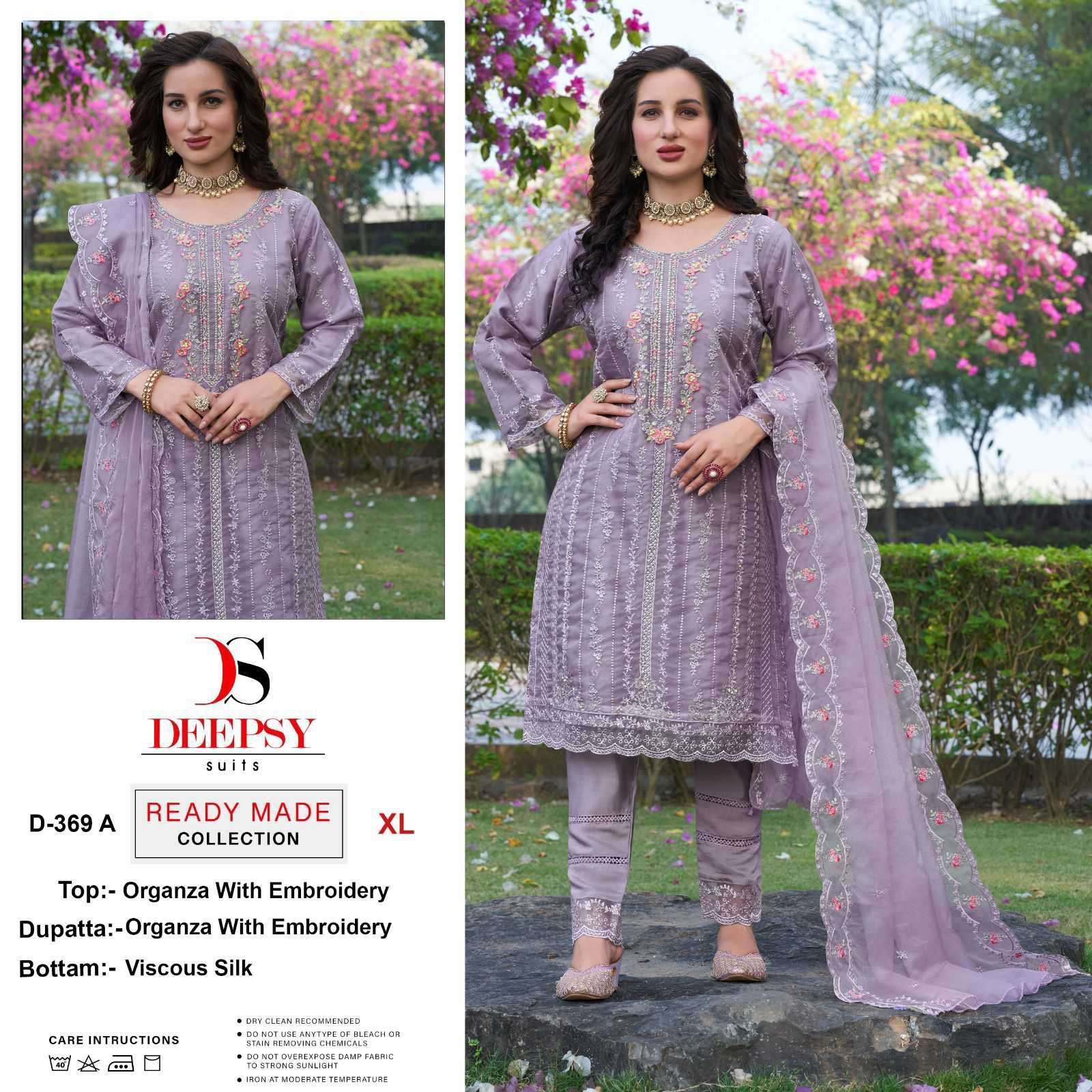 D-369 COLOURS BY DEEPSY SUITS 369-A TO 369-D SERIES ORGANZA EMBROIDERY READYMADE DRESSES