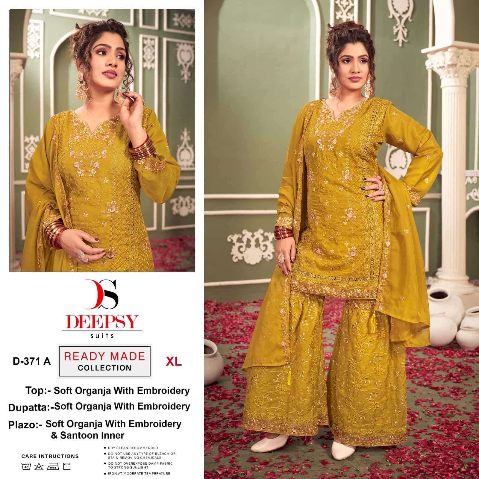 D-371 COLOURS BY DEEPSY SUITS 371-A TO 371-D SERIES ORGANZA WORK READYMADE DRESSES