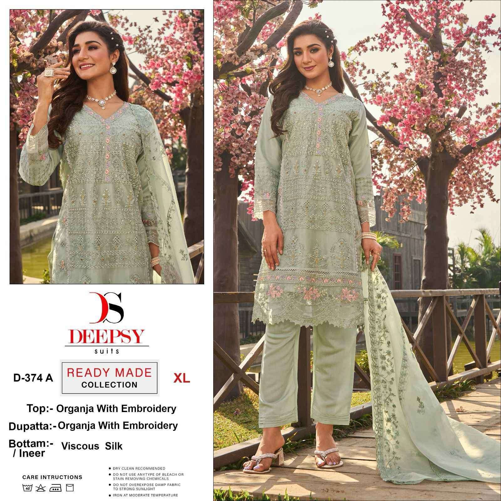 D-374 COLOURS BY DEEPSY SUITS 374-A TO 374-D SERIES ORGANZA WORK READYMADE DRESSES