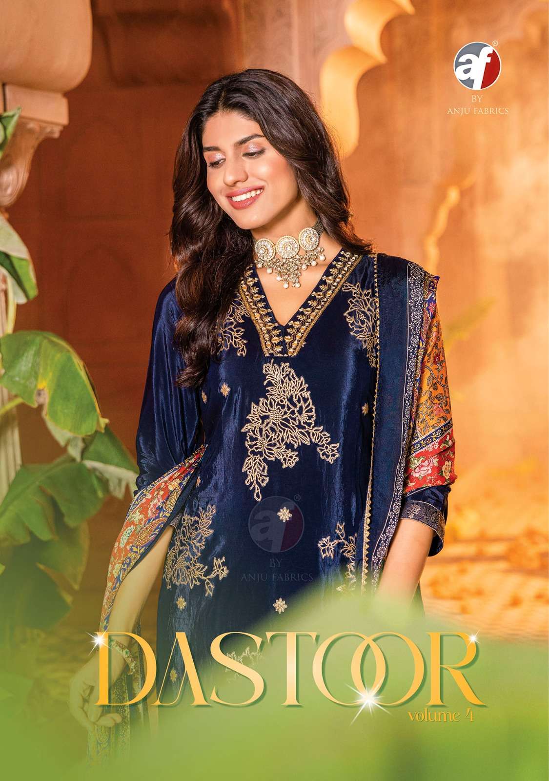 DASTOOR VOL-4 BY ANJU FABRICS 3331 TO 3334 SERIES CREPE JACQUARD READYMADE DRESSES