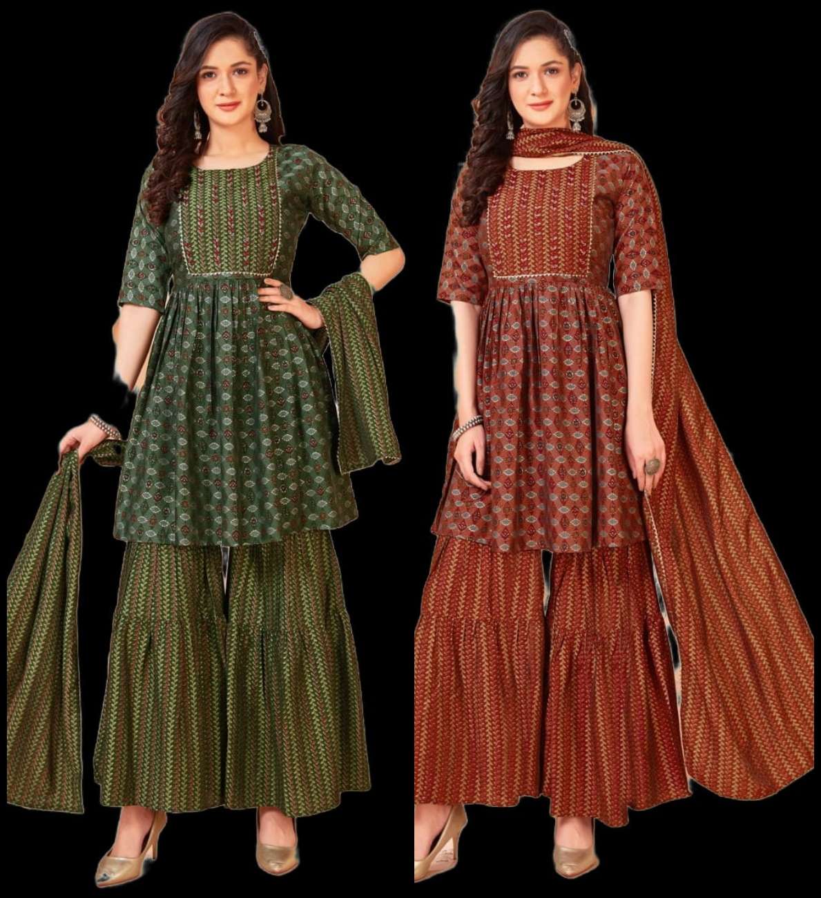 DISHWA BY AQSAWHOLESALE MODAL SILK PRINT WORK READYMADE DRESSES