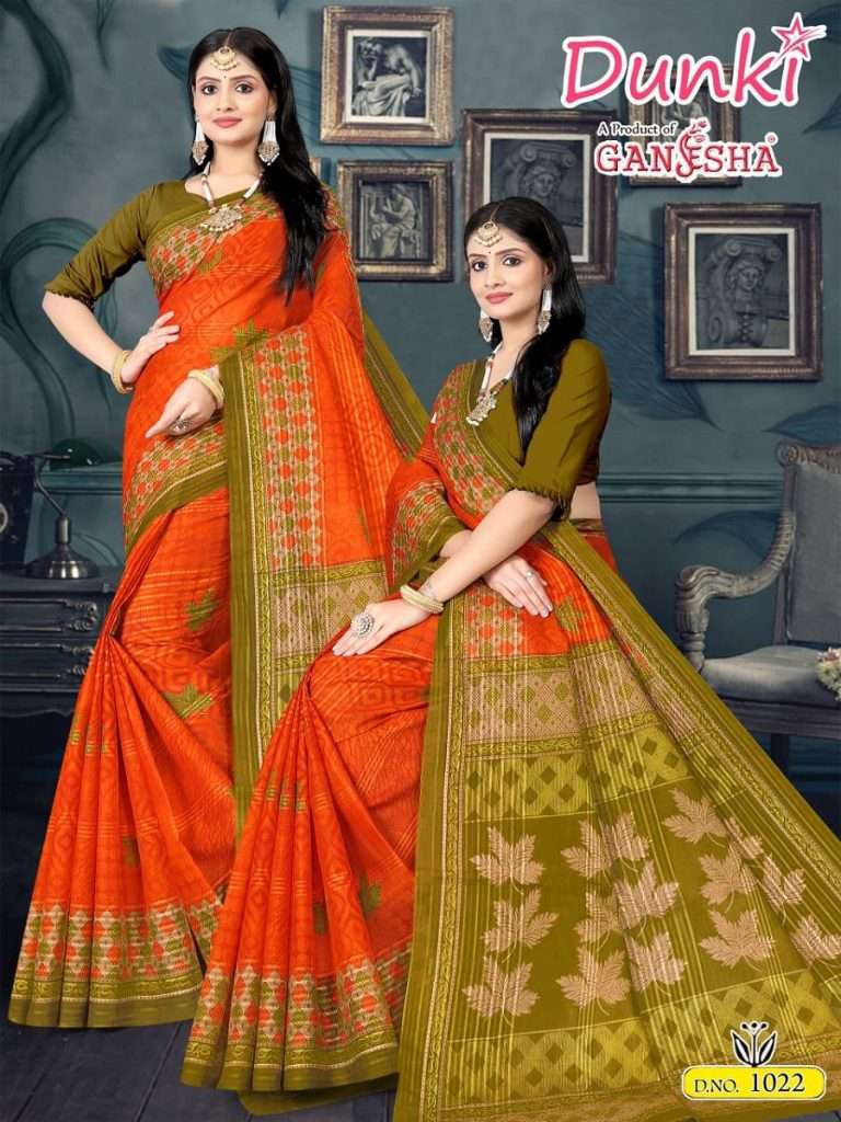 DUNKI BY GANESHA 1008 TO 1022 SERIES PURE COTTON PRINT CASUAL WEAR SAREES