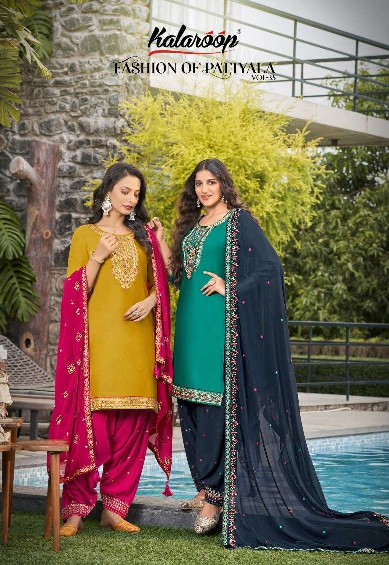 FASHION PATIYALA VOL-35 BY KALAROOP 13889 TO 13894 SERIES JAM SILK WORK READYMADE DRESSES