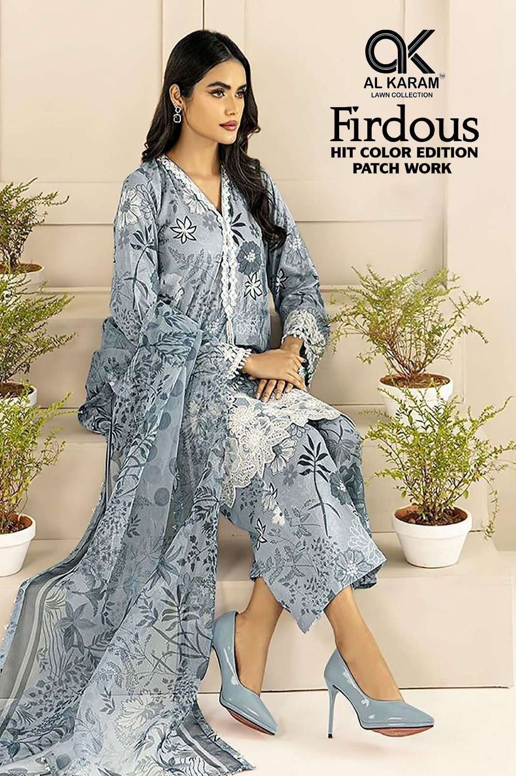 FIRDOUS HIT COLOR EDIOTION BY AL KARAM 1001 TO 1004 SERIES COTTON PRINT WORK DRESSES