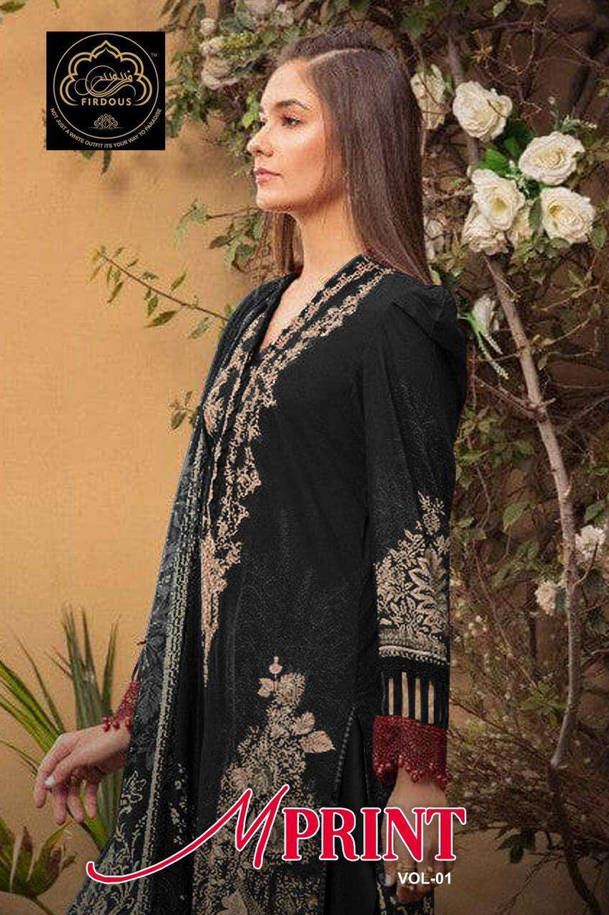 FIRDOUS M PRINT VOL-1 BY AQSAWHOLESALE 1004-A TO 1004-D SERIES COTTON WORK DRESSES