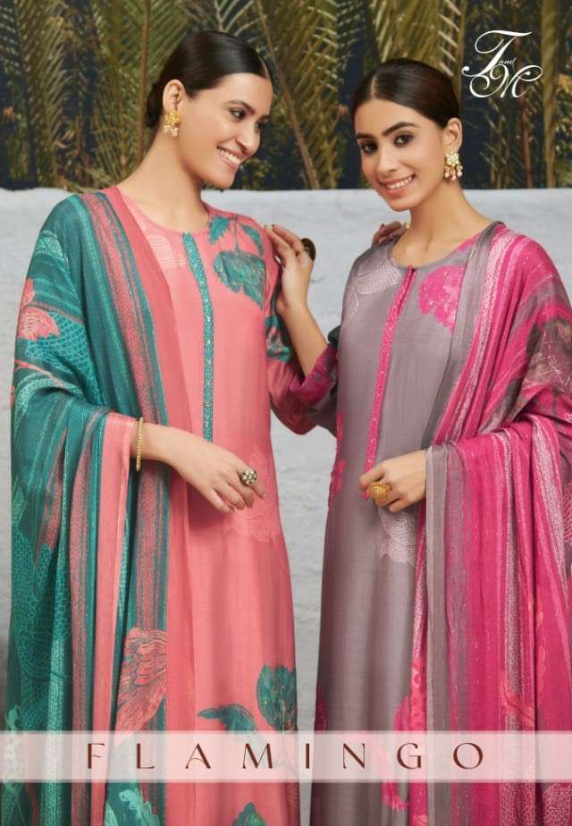 FLAMINGO 530-A & 530-B SERIES BY T&M MUSLIN SILK PRINT HAND WORK DRESSES