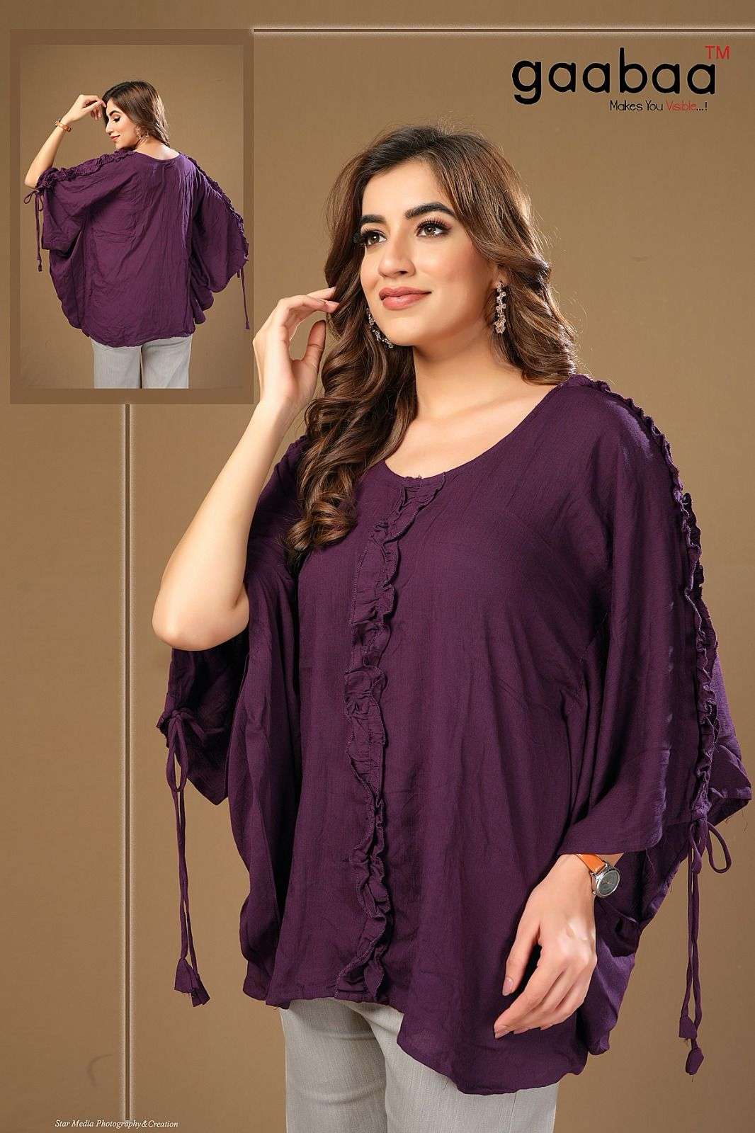 GAABAA VOL-13 BY GAABAA HEAVY RAYON WRINKLE KAFTAN TUNICS