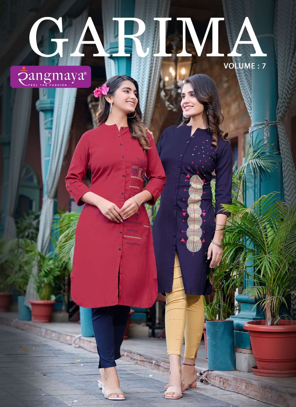 GARIMA VOL-7 BY RAMGMAYA 701 TO 710 SERIES STRATCHABLE LYCRA PRINT WORK KURTIS