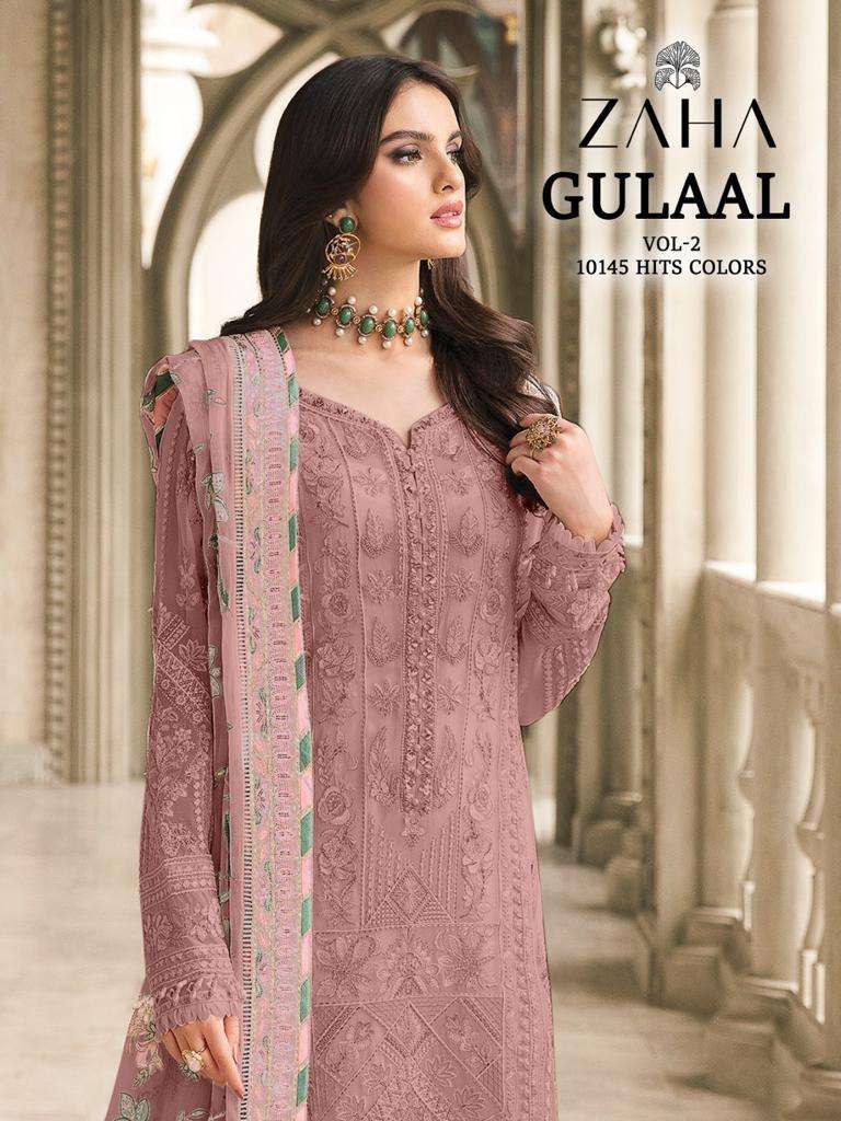 GULAAL 10145 COLOURS BY ZAHA 10145-A TO 10145-D SERIES GEORGETTE WORK PAKISTANI DRESSES