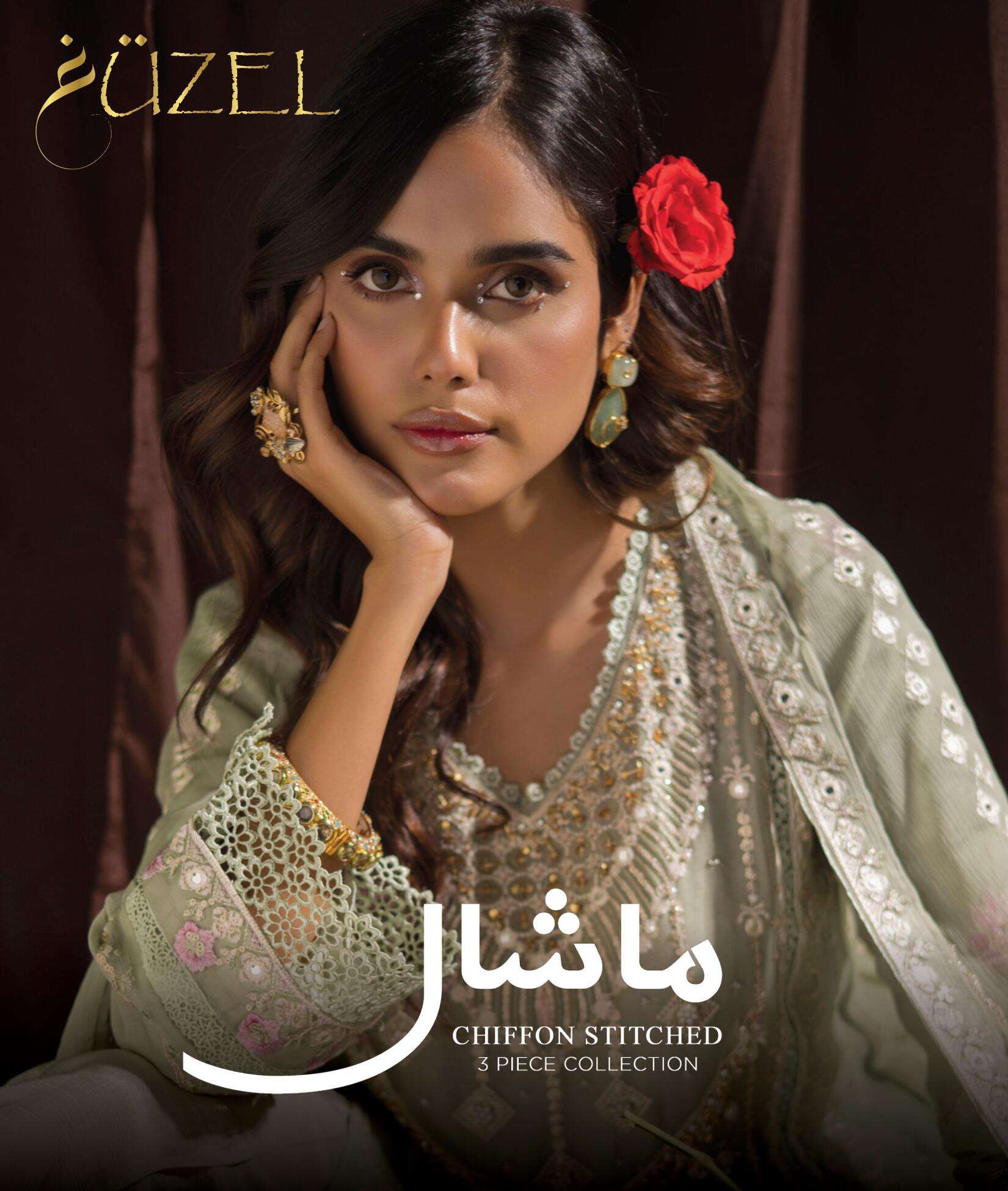 GUZEL MASHAAL BY AQSAWHOLESALE CHIFFON HEAVY WORK ORIGINAL PAKISTANI READYMADE DRESSES