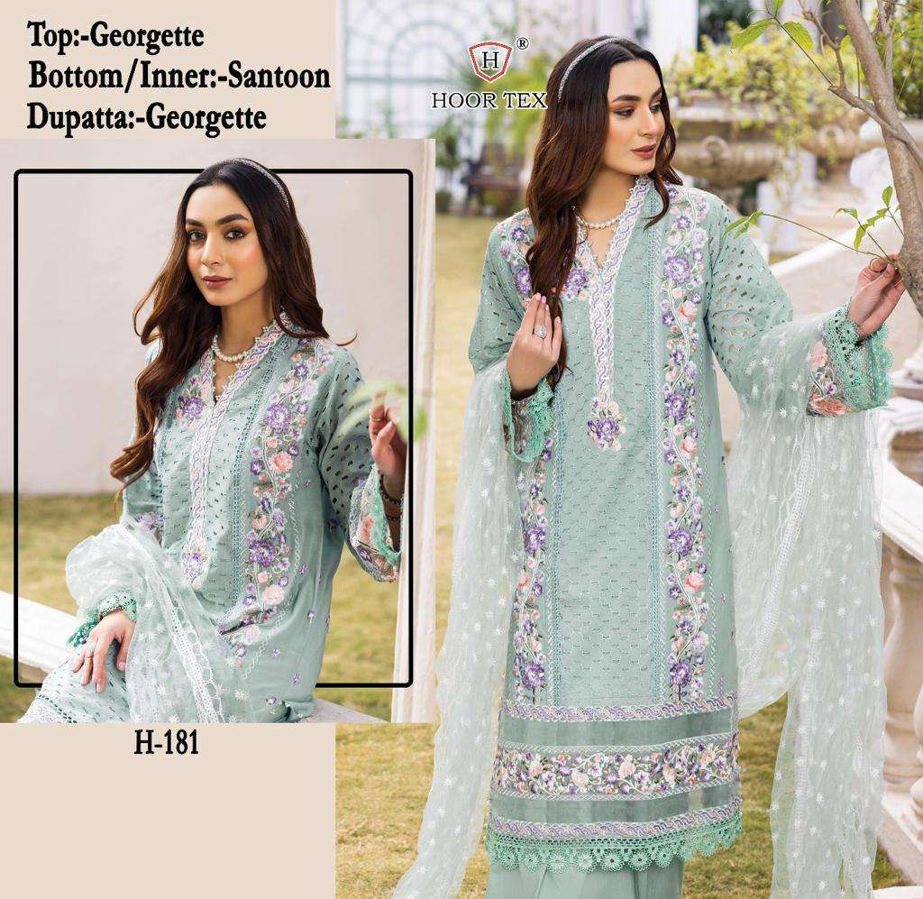 H-181 HIT DESIGN BY HOOR TEX GEORGETTE EMBROIDERY WORK PAKISTANI DRESS