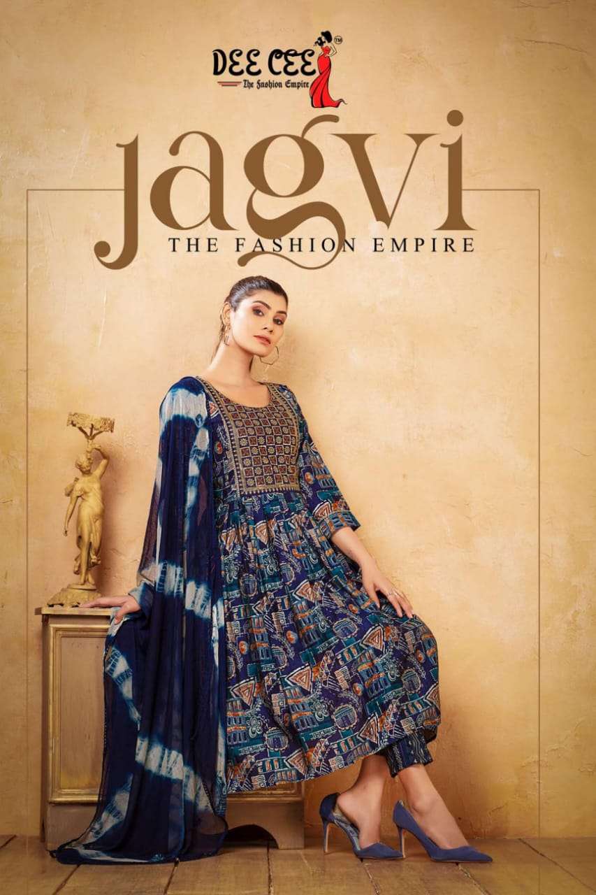 JAGVI BY DEE CEE 101 TO 106 SERIES HEAVY CHANDERI PRINT WORK READYMADE DRESSES