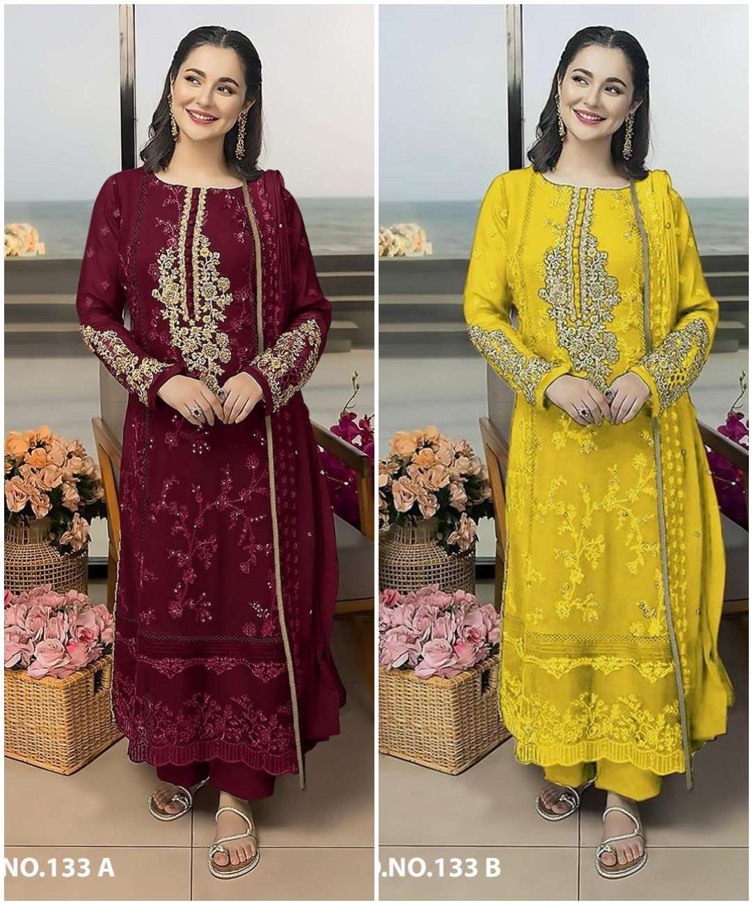 JT-133 NX BY JOHRA TEX 133-A & 133-B SERIES FAUX GEORGETTE EMBROIDERY PAKISTANI DRESSES