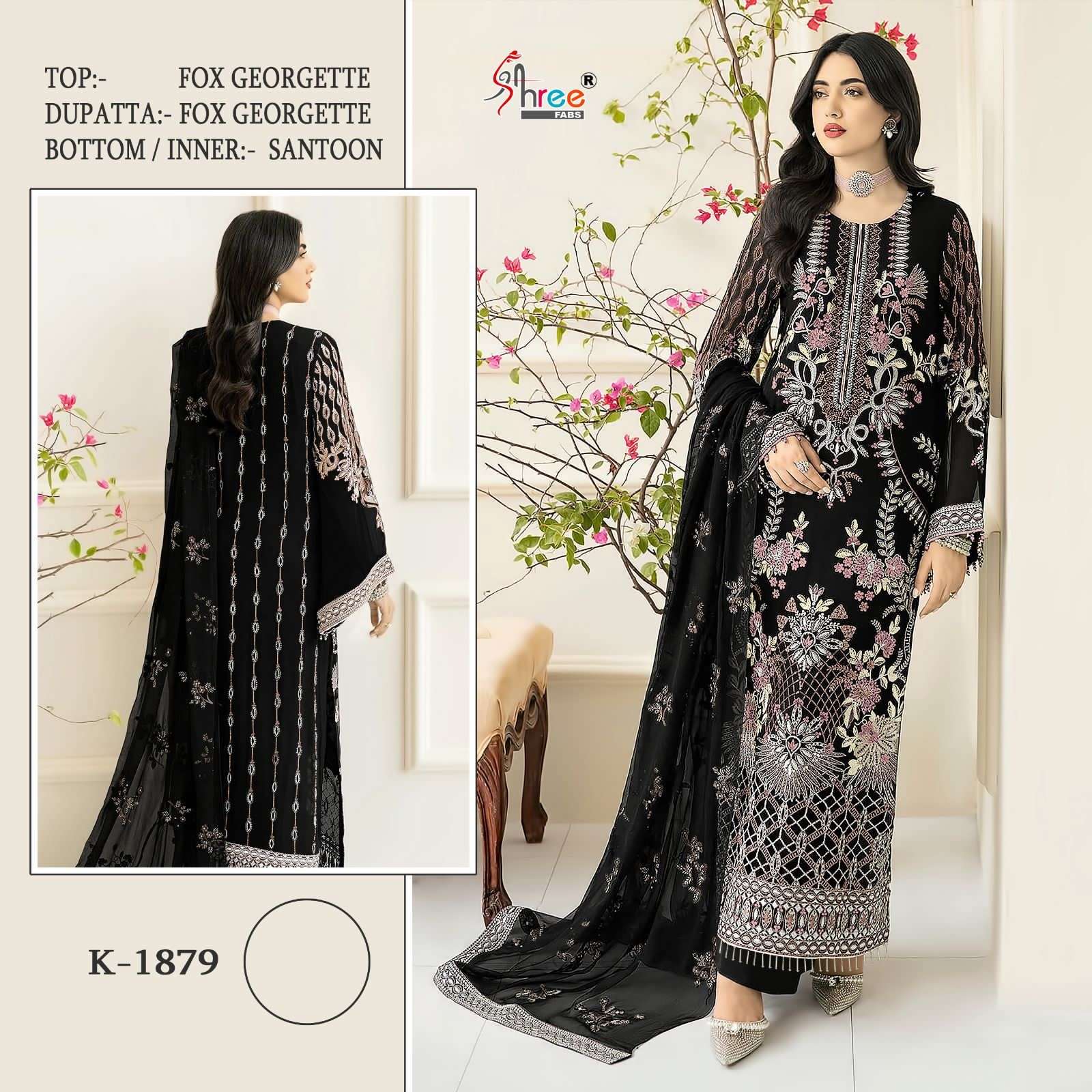 K-1879 COLOURS BY SHREE FABS 1879-A TO 1879-D SERIES BLOOMNG GEORGETTE WORK PAKISTANI DRESSES