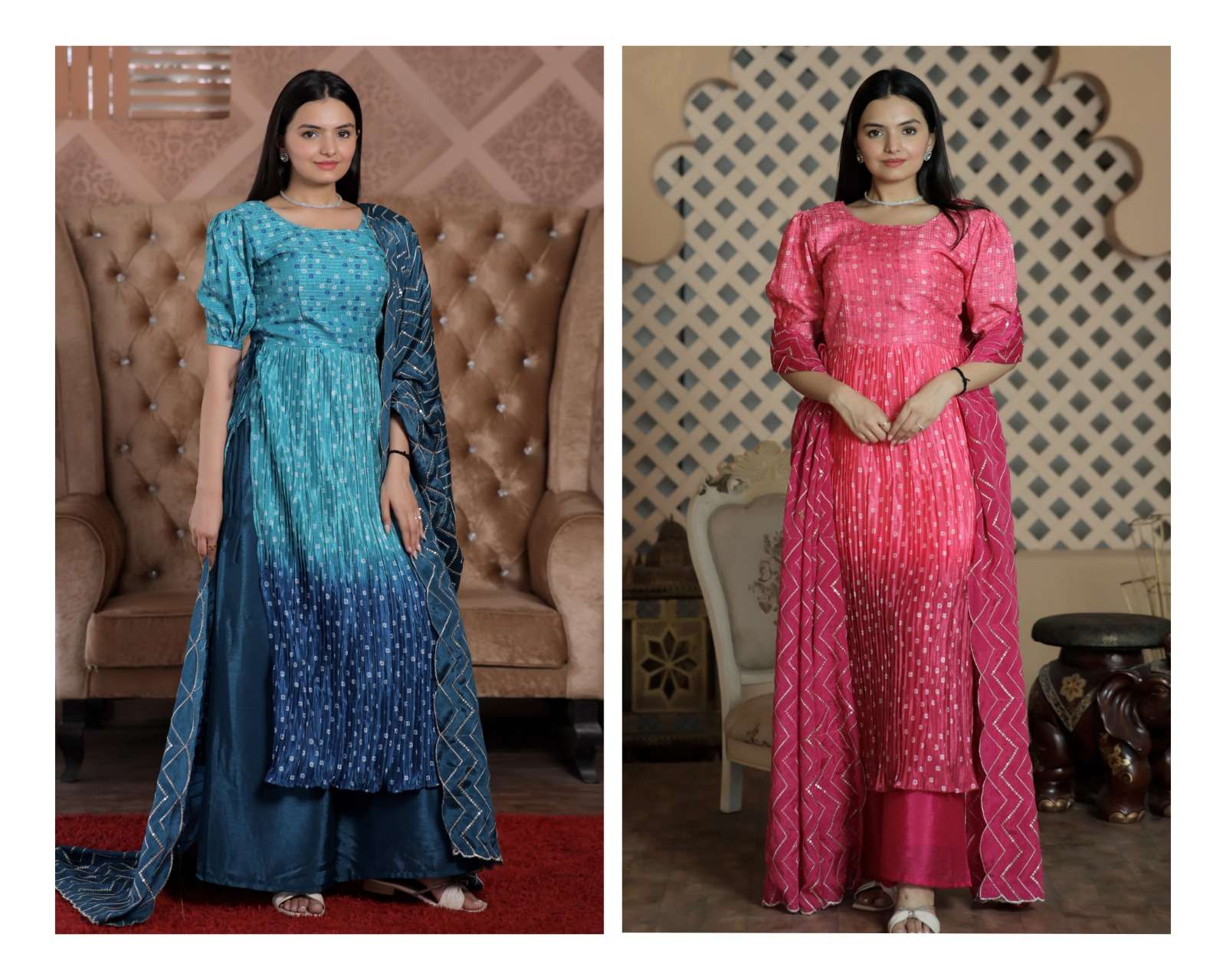 KA-1045 NX BY AQSAWHOLESALE MUSLIN CROACHET PRINT WORK READYMADE DRESSES