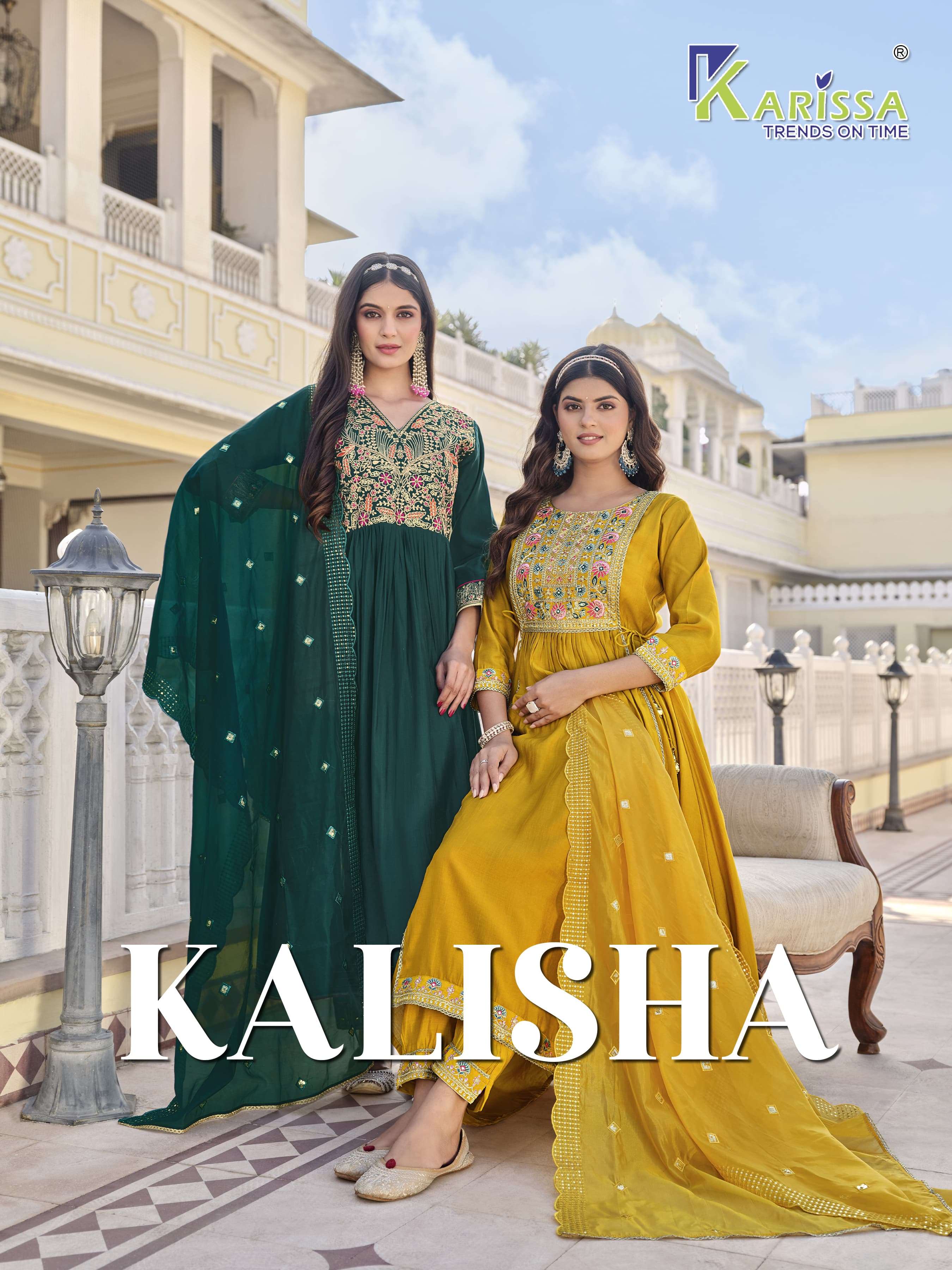 KALISHA BY KARISSA 101 TO 105 SERIES VISCOSE SILK EMBROIDERY WORK READYMADE DRESSES