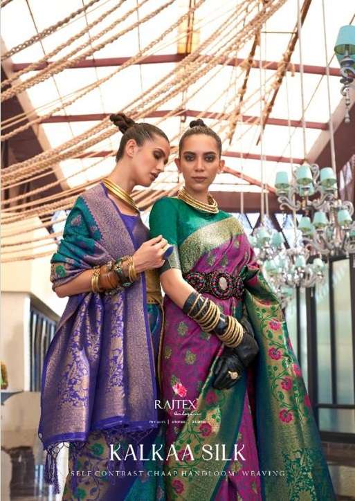 KALKAA SILK BY RAJTEX 303001 TO 303006 SERIES SELF CONTRAST PRINT SAREES