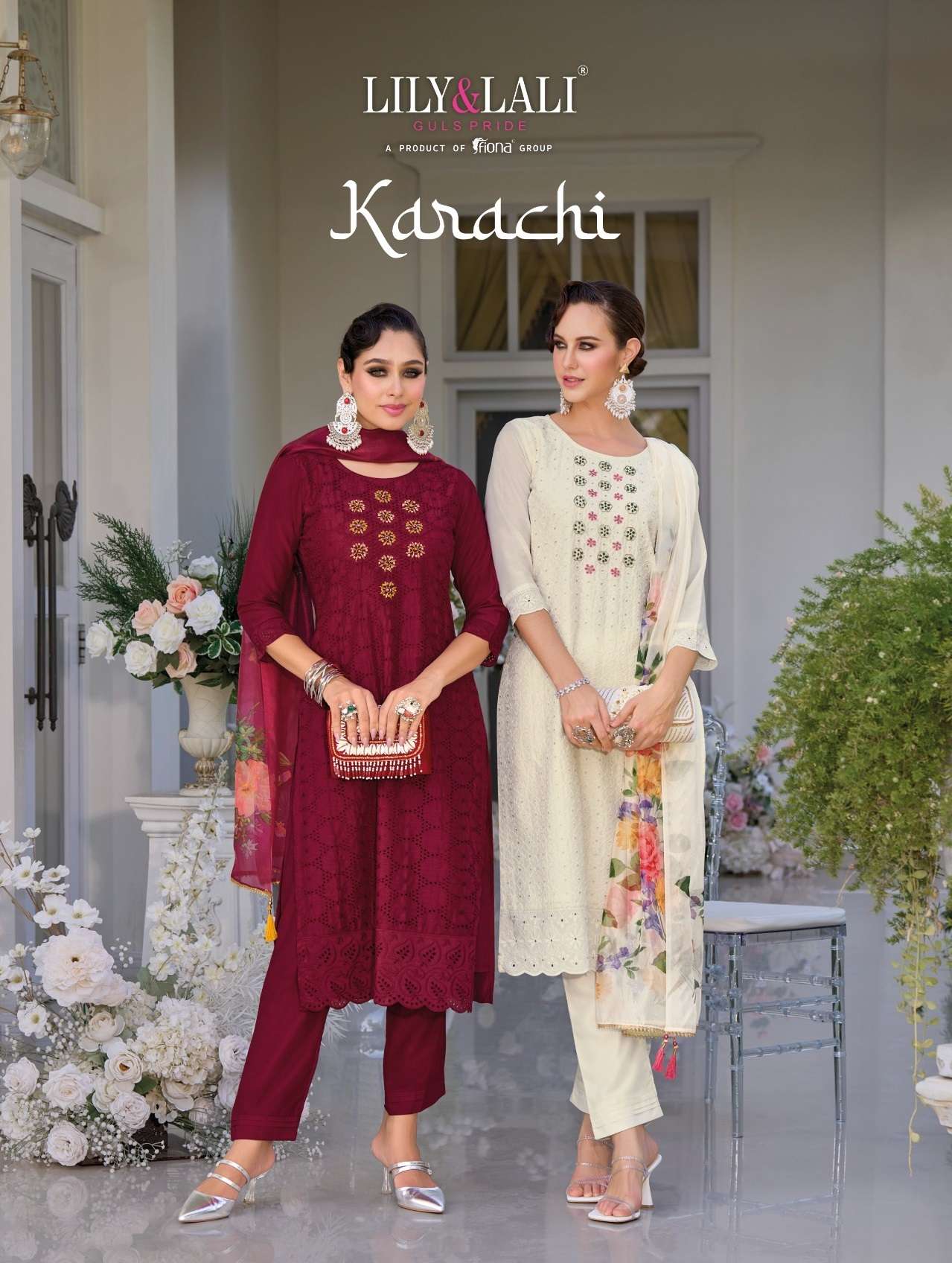 KARACHI BY LILY&LALI 15101 TO 15106 SERIES MUSLIN SILK WORK READYMADE DRESSES